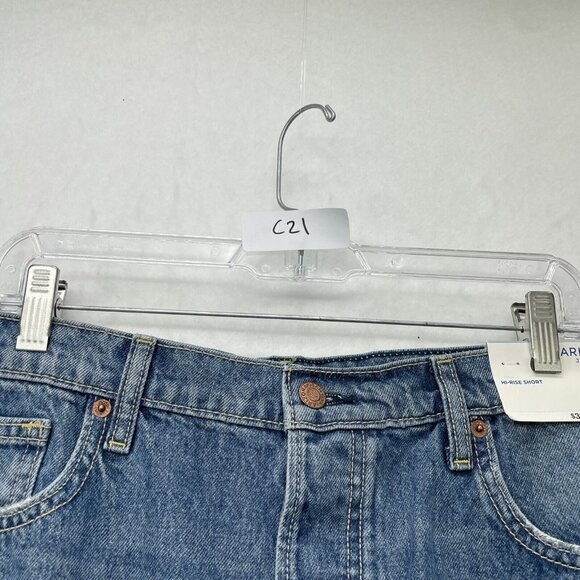 Arizona Jean Shorts Women's Sz 19 Blue Highrise Distressed Denim Stretch Raw Hem - Picture 12 of 12
